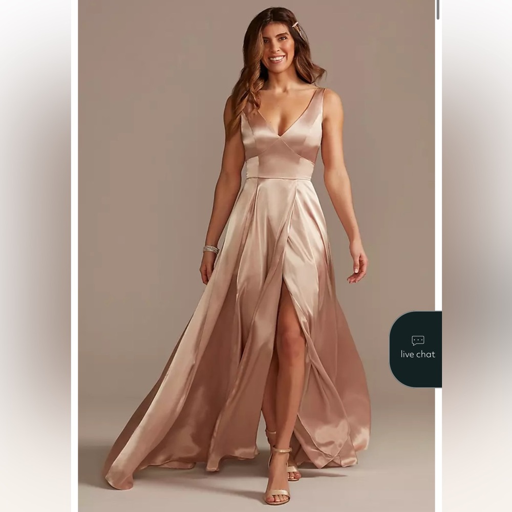 David's Bridal Champagne Maxi Dress